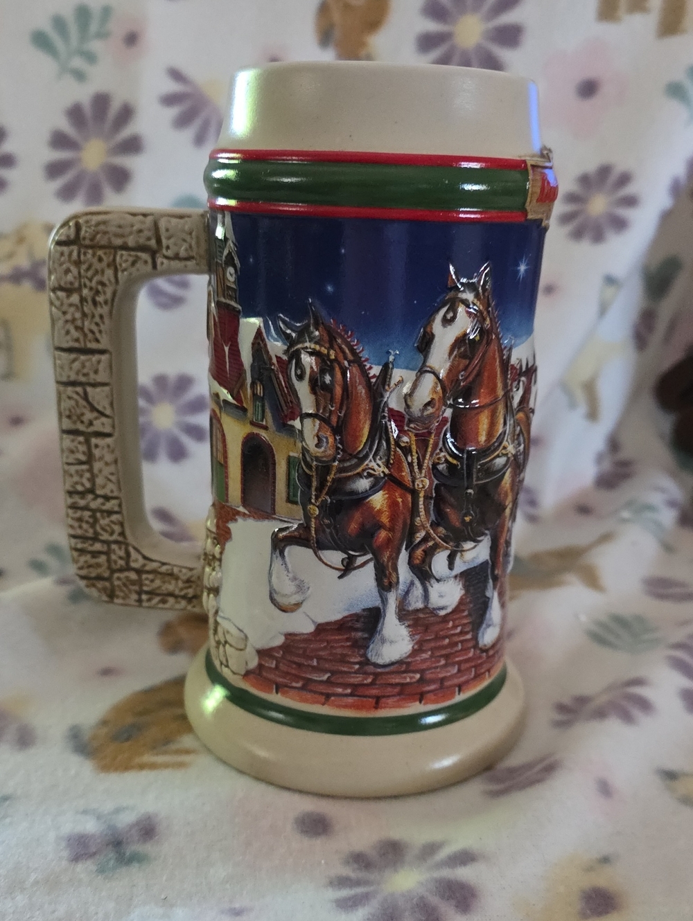 Budweiser White Ceramic Holiday Stein Base - Grant's Farm 1998